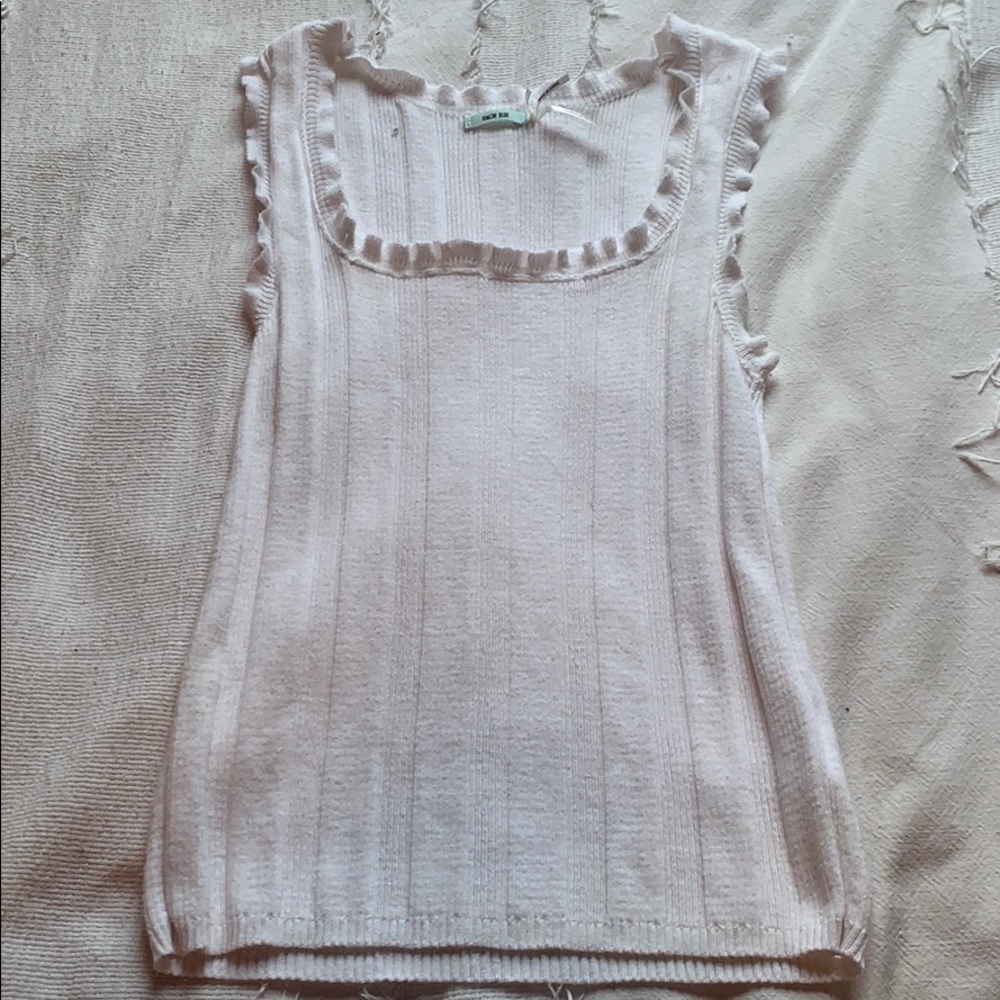 Urban Outfitters Ribbed Tank w/ Ruffled Sleeves